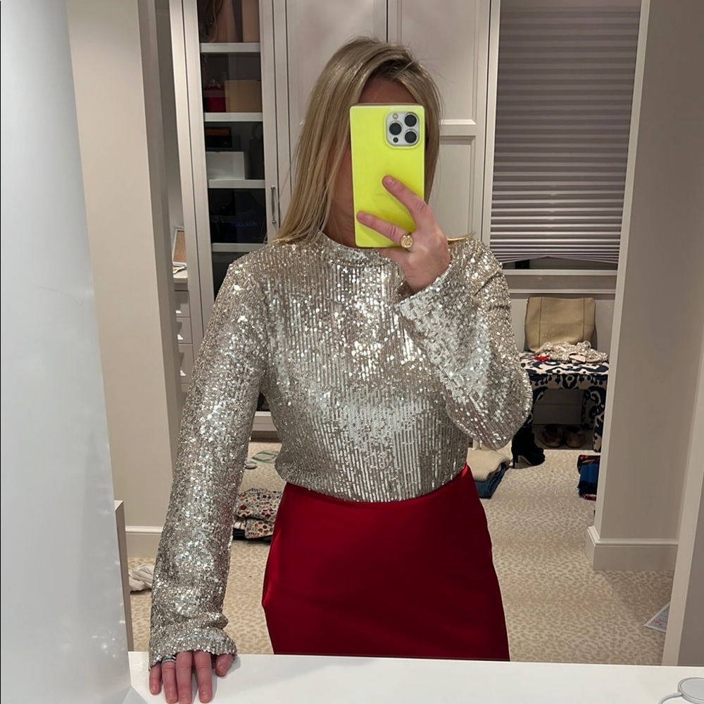 Sequin Gold Top with Red Skirt